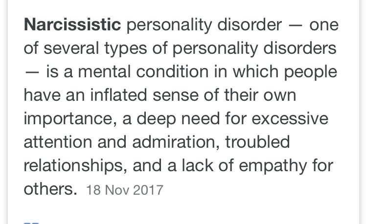 Finally the definition of a narcissist.