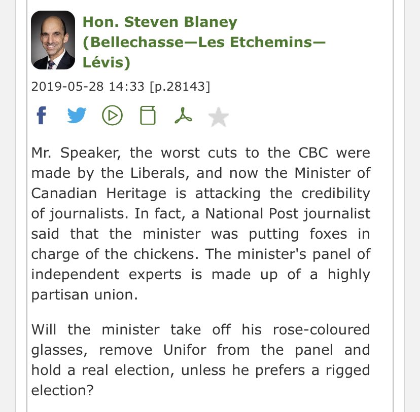 It wasn't just this one instance but a feature of the CPC leading into the last election. Here's a few examples of what was said in the House of Commons and broadcast back to their supporters on social media: https://twitter.com/tylerwatt90/status/1347730208166731777