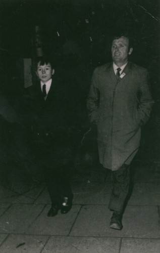 ManOnBridgeDoc's tweet image. Jimmy and Desmond coming back from a football match. Submitted by Carmel Clarke (1967)