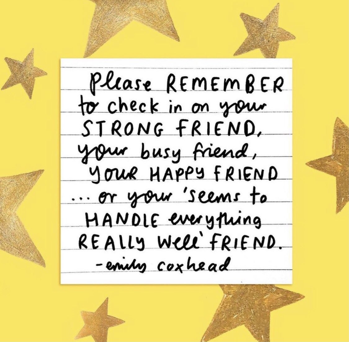 ericawilsonx's tweet photo. please look out for each other and check in on ur pals, things may seem perfectly normal but you never know what could be going on offline 💛 https://t.co/j7lTHRVvXC
