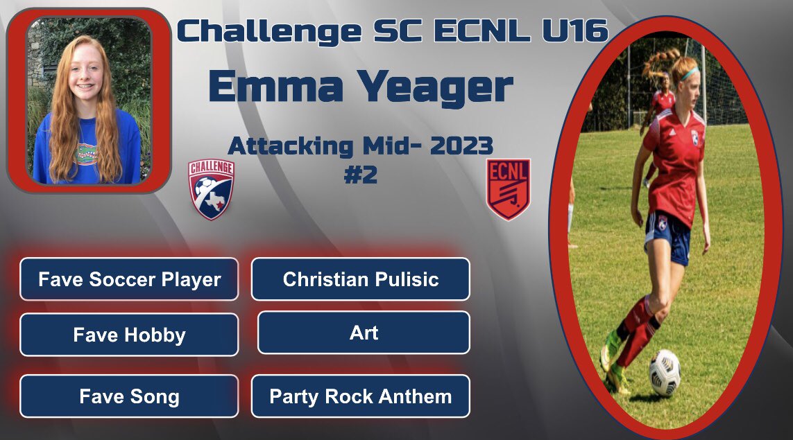 Challenge05ECNL's tweet photo. Get to Know Emma Yeager! @Emma_Yeager05 @ChallengeSoccer @theECNL #ECNLFL #challengesc https://t.co/eBsKS2ipGS