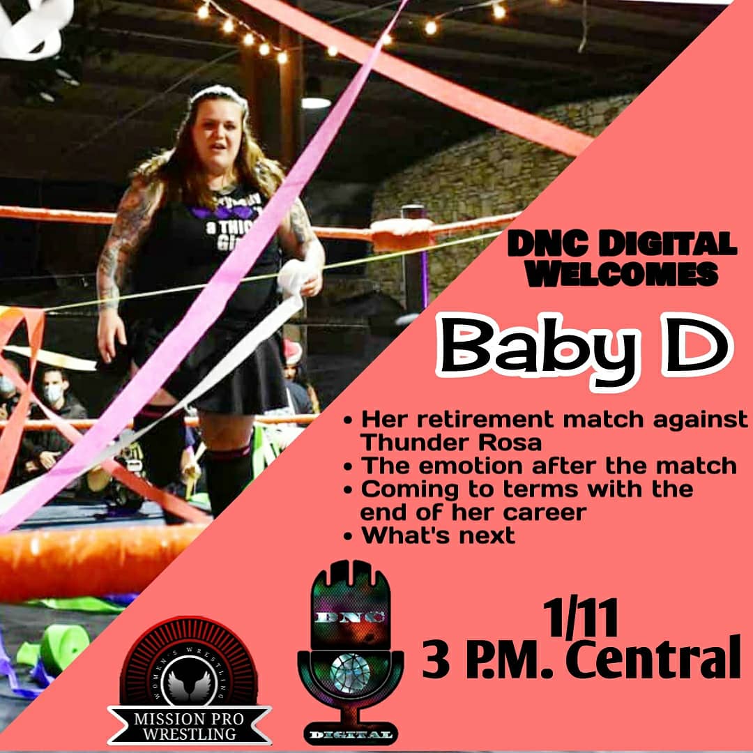 DNCDigital's tweet photo. I spoke with @babyd2017 after she had her retirement match against @thunderrosa22 at @MissionProWres #mpwrunitback and it premieres tomorrow!!

We speak about the emotion of the match and what's next!

📽 @aldonava_8

Subscribe to my YouTube channel here!!
https://t.co/D8KZhKvc34 https://t.co/Yrhb0iHqBc
