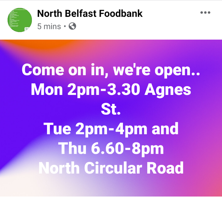 #NorthBelfastFoodbank