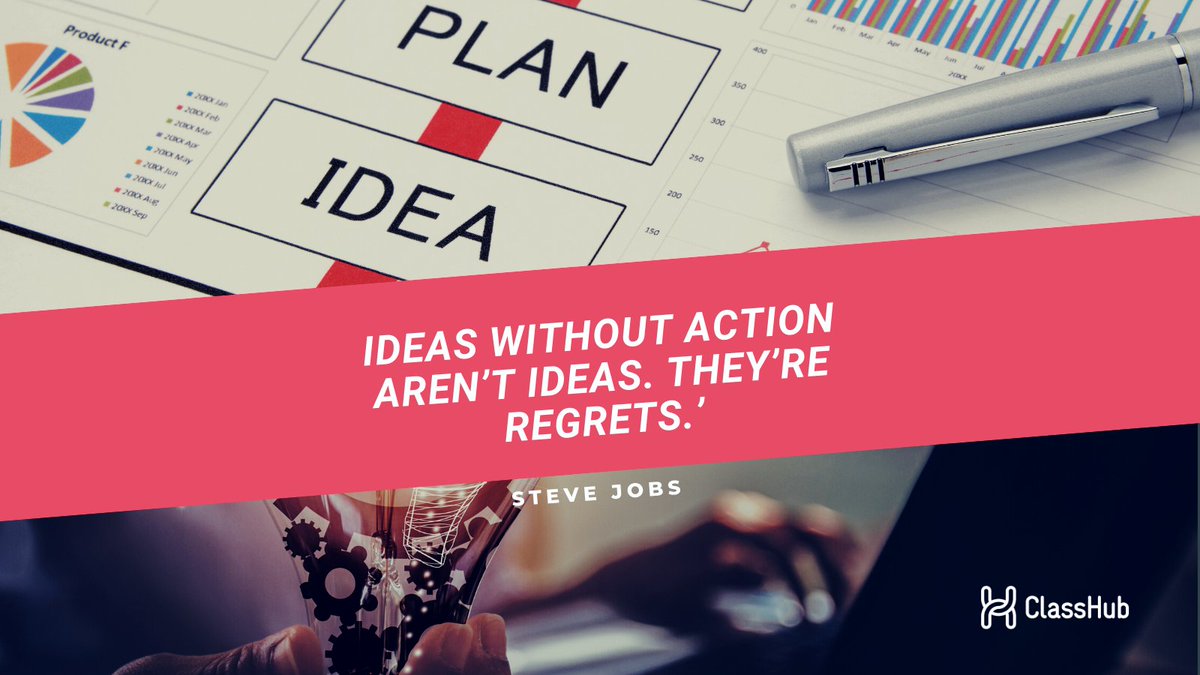 ClassHubapp's tweet image. &quot;Ideas without action aren’t ideas. They’re regrets.&quot;
- Steve Jobs - 

Share this with a friend who needs to see this now.

#ClassHub #leavingcert2021