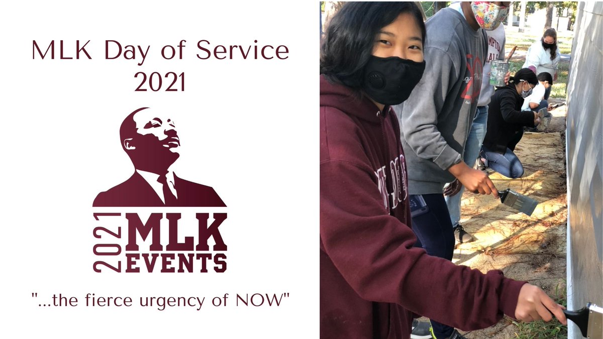 Come together with the MSU and surrounding community to address the "...fierce urgency of NOW" by volunteering for the MLK Day of Service 2021 at bit.ly/MLKDAY21 
Registration closes Sunday, January 17 at 11:59 pm!

FOLLOW US Facebook, Instagram, and twitter @msstateslce!