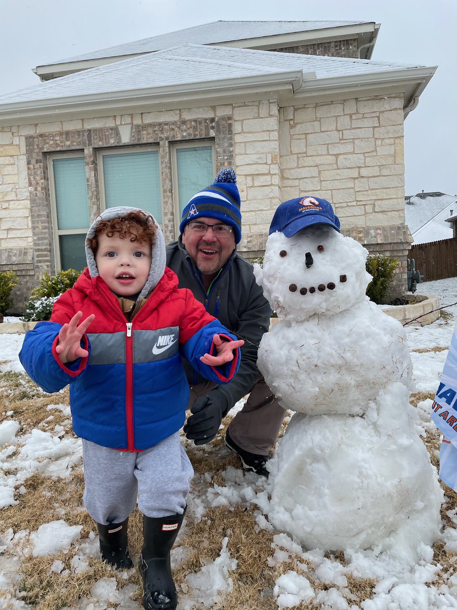 Having fun with my grandson , snow and our new friend in UTA Gear!