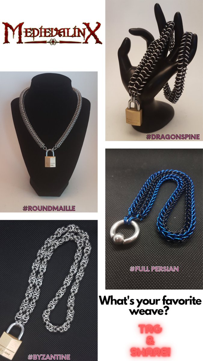 Medievalinx's tweet photo. What's your favorite weave? Tag and share!
#MedievaLinx #dragonspine #roundmaille #fullpersian #byzantine https://t.co/Px9CZL3HKR