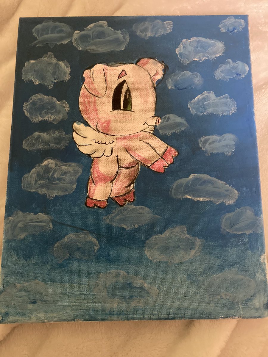 smileyankm11's tweet photo. New Painting! Trying out a new technique for clouds. Didn’t have acrylic but it still worked fine!
#whenpigsfly #pigs #flyingpigs #fun2draw #painting #artwork https://t.co/ta5Z0HIEFH
