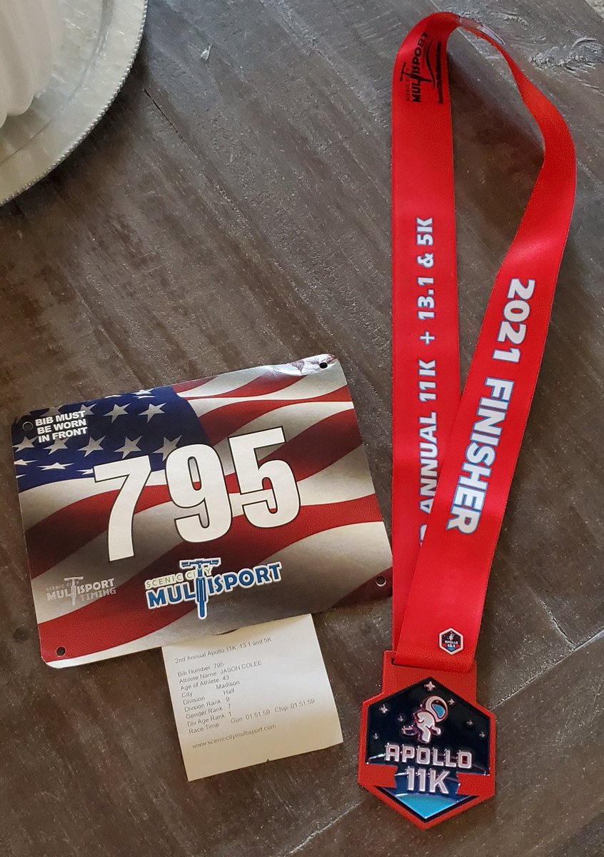 Started 2021 by knocking out a half marathon with <a href="/ClintWoodfin/">Clint Woodfin</a> this morning. The medal might say 11K, but my jello legs can confirm the 13.1!