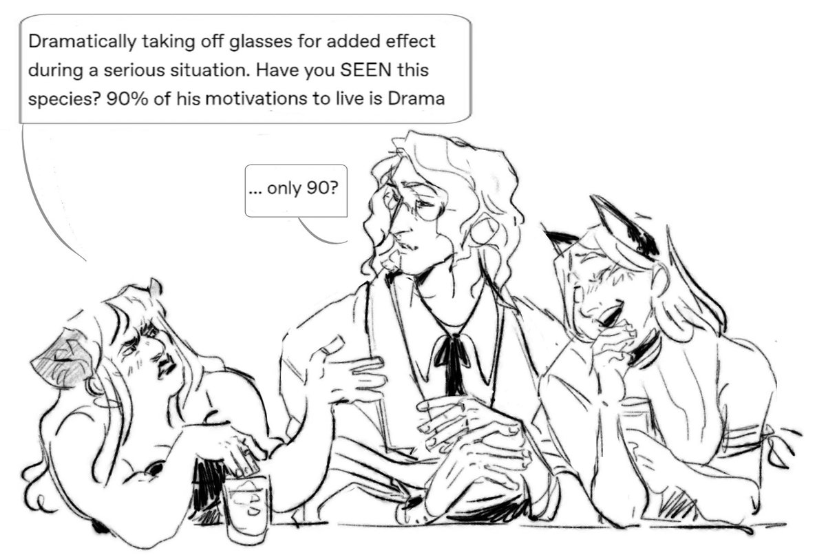 you dont know these people but im gonna post it here anyway because im really happy with this one, redrawing stupid memes with your ocs is literally the serotonin machine