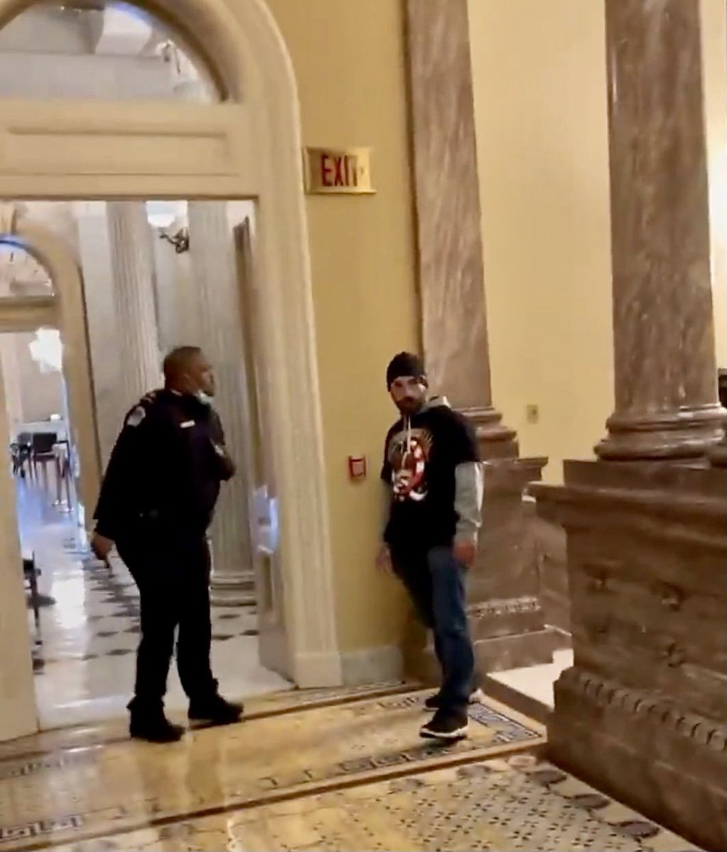 Here’s the scariest part.. as Officer Eugene Goodman ran up the stairs, he glanced to the left and saw the entrance to the Senate Chambers. So he baited the mob running after him to the right in hopes that they would follow him. WHICH THEY DID. His quick thinking saved lives!! 