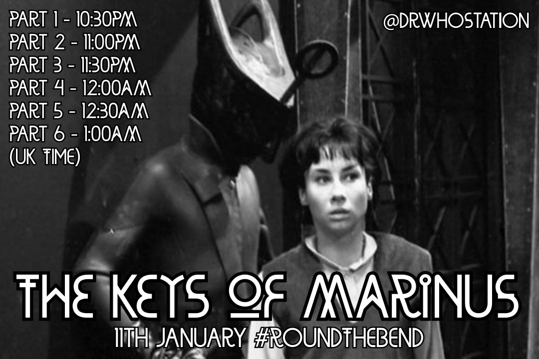 DrWhoStation's tweet image. I am fairly certain I will finish Marco Polo tonight, so that means tomorrow night should be the first livetweet of my marathon. Feel free to join in as I rewatch The Keys of Marinus using #RoundTheBend. There will be a 5 minute break between each episode. Start time may change.