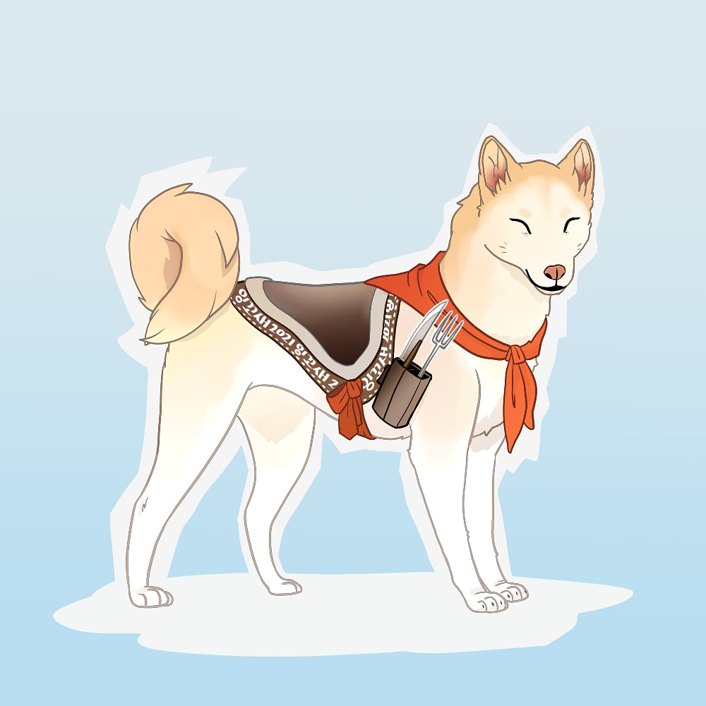 hunterinkoseh's tweet image. My good girl - a Jindo dog, as a Palamute. 🥰 Do you guys have a Palamute at home?
#MonsterHunterRise #palamute #jindodog