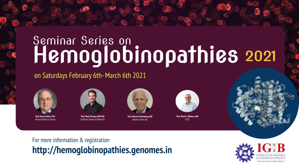 vinodscaria's tweet image. Announcing the Seminar Series on #Hemoglobinopathies 
More information at hemoglobinopathies.genomes.in