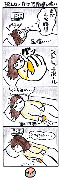 #四コマ漫画
#眠れない夜は股関節が痛い 