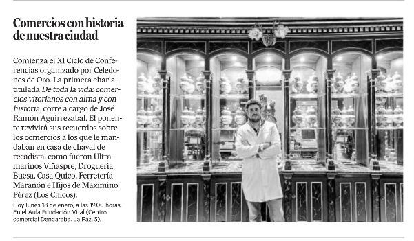 gasteizon's tweet photo. "De toda la vida". Hoy en el Aula Fundación Vital una charla de José Ramón Aguirrezabal sobre los comercios con alma y con historia de nuestra ciudad.
#comerciolocal #comerciosingular #VitoriaGasteiz https://t.co/WCJ0Wq8kJ8