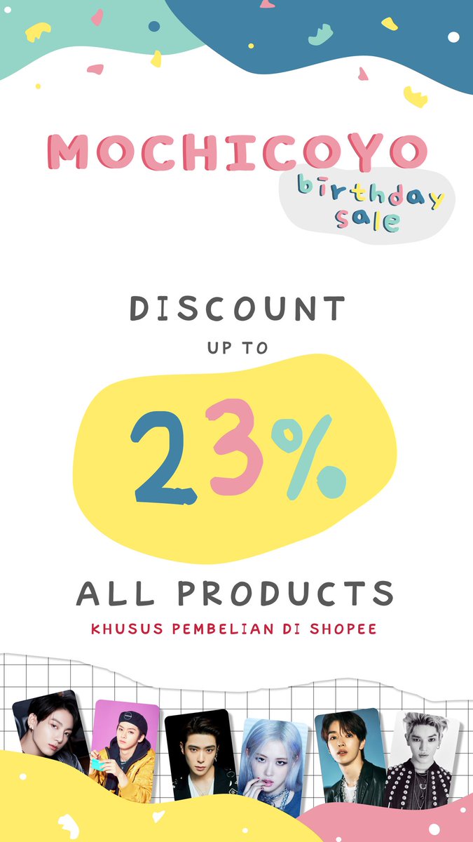 MOCOY DISKON LAGII.. Yeayy!! 🎉

Untuk merayakan ultah mocoy yg ke-3

Ada DISKON SAMPAI 23% khusus untuk pembelian lewat shopee aja yaa..

Yuk buruan check produk apa aja yg ready di shopee 👇👇
shopee.co.id/mochicoyo_

#photocardkpop #photocardexo #handbannerkpop