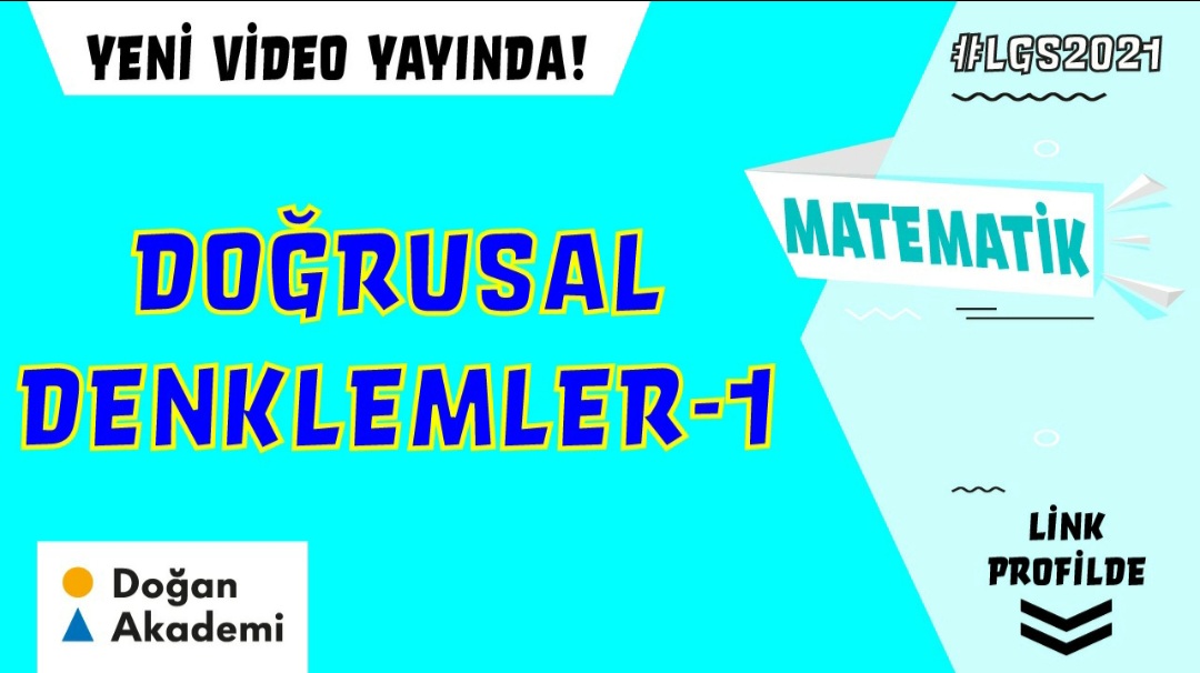 LGS 2021'e hazırlanmaya soluksuz devam ediyoruz. Evet, bugünkü dersimiz Matematik! 📢 "🥳 ''Doğrusal Denklemler'' konu anlatımı ve örnek sorular ... Videomuz yayında. 👍🏻 Link 👉 bit.ly/3bOoYz5 #lgs #lgs2021 #2021tayfa #2021lgstayfa #tayfa #doğanakademi #matematik