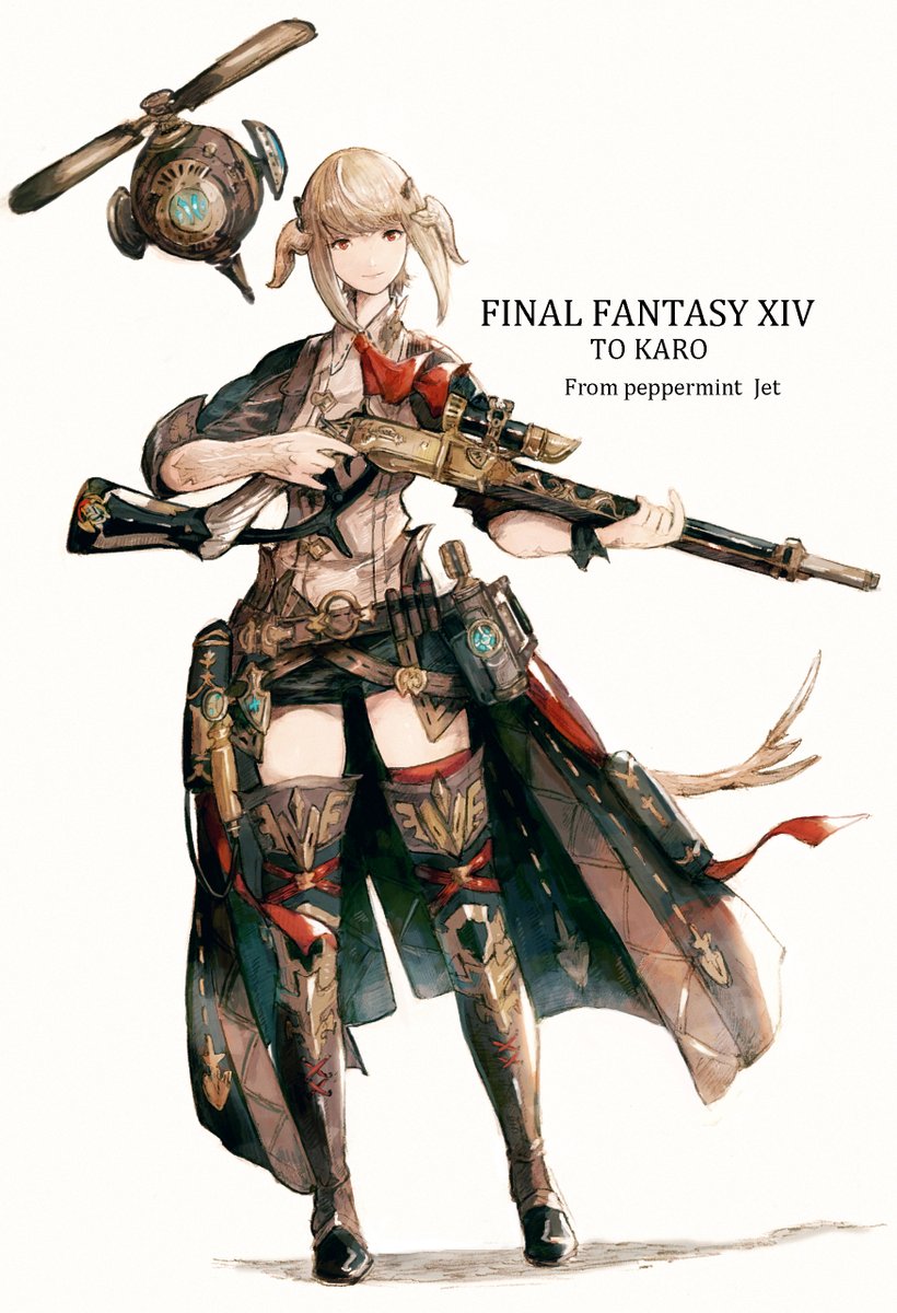 1girl au ra solo horns weapon thighhighs holding weapon  illustration images