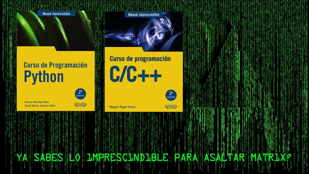 EugenioTuya's tweet image. Cerrando nuestro nuevo #Cursodeprogramación para la colección Manuales Imprescindibles de @anaya_multimed. Al primero que me diga en que lenguaje está basado se lo mando de regalo. El 25 de febrero en librerías.