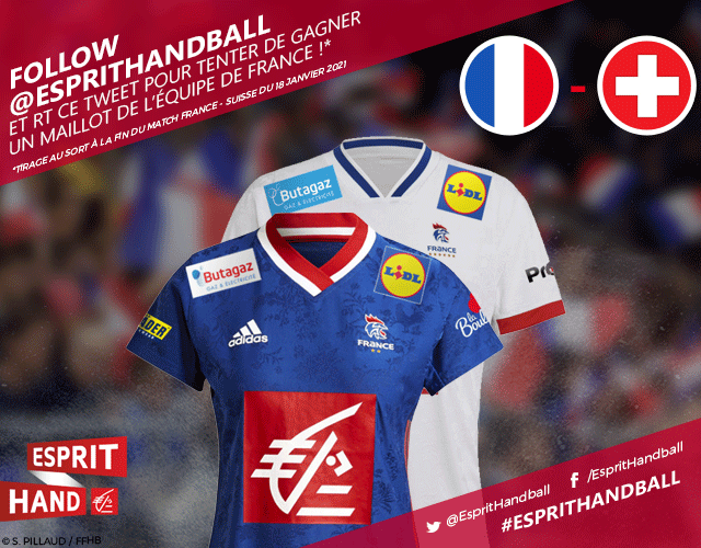 EspritHandball's tweet photo. #VousEtreUtile 
A l'occasion de #FRASUI, on vous offre un maillot des Bleus 😃 
Follow + RT pour tenter de participer au tirage au sort ! 
#EspritHandball https://t.co/PkgMAOy9vM