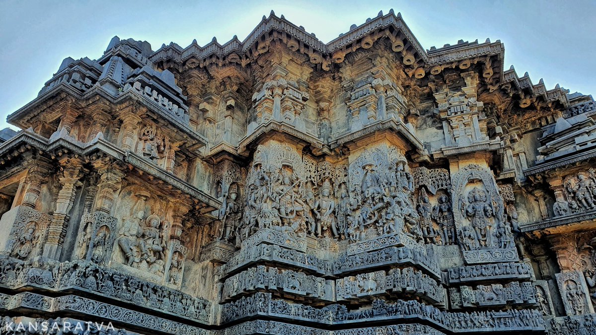 Hoysalēśvara temple.Note the distinctive pillar design.