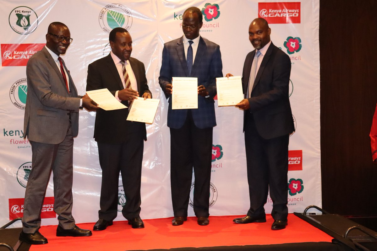 kenyaflower's tweet photo. Happening: @KenyaAirways and Horticulture industry @kenyaflower @FPEAK_ @fpc_kenya signed an MoU of collaboration to enhance trade within the sector. https://t.co/1cjMyegkzG