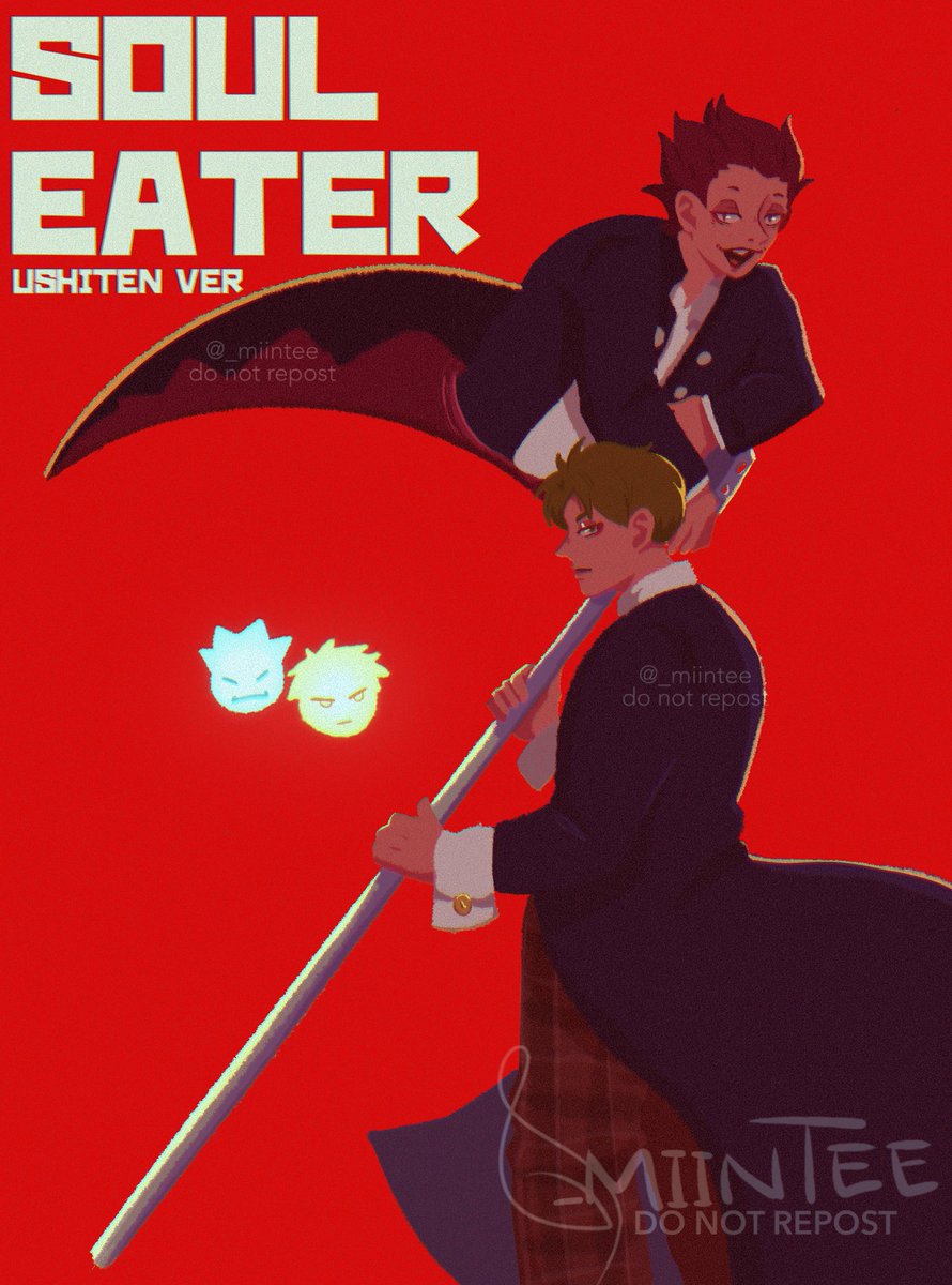 Mint Working Soul Eater Au Trying A Lineless Style ハイキュー Haikyuufanart Haikyuu Ushiten
