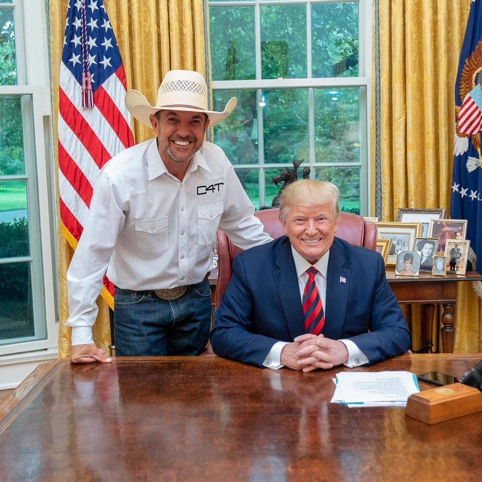 Couy Griffin, the founder of Cowboys for Trump who was arrested for taking part in the US Capitol riot, met with the president in the Oval Office in 2019.