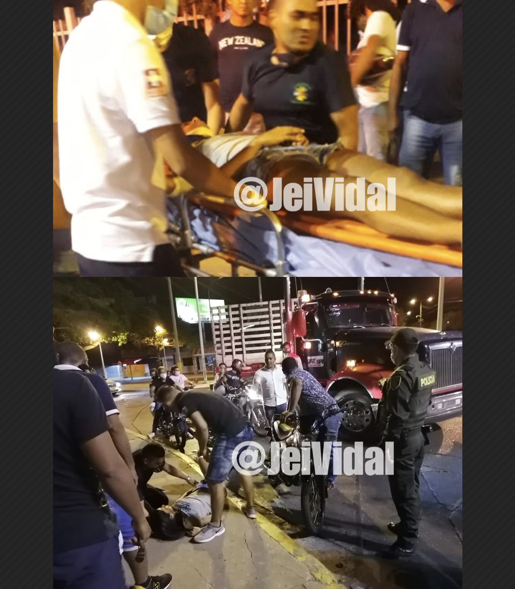 vidal_jei's tweet photo. Que nos pasa? 

En estos momentos paramédicos atienden dos accidentes, uno en el sector de la Villa Olimpica y el de la imagen en La Glorieta Maria Mulata. El primero entre dos motocicletas y el segundo una moto y una tractomula. https://t.co/zj6GkCxJcT