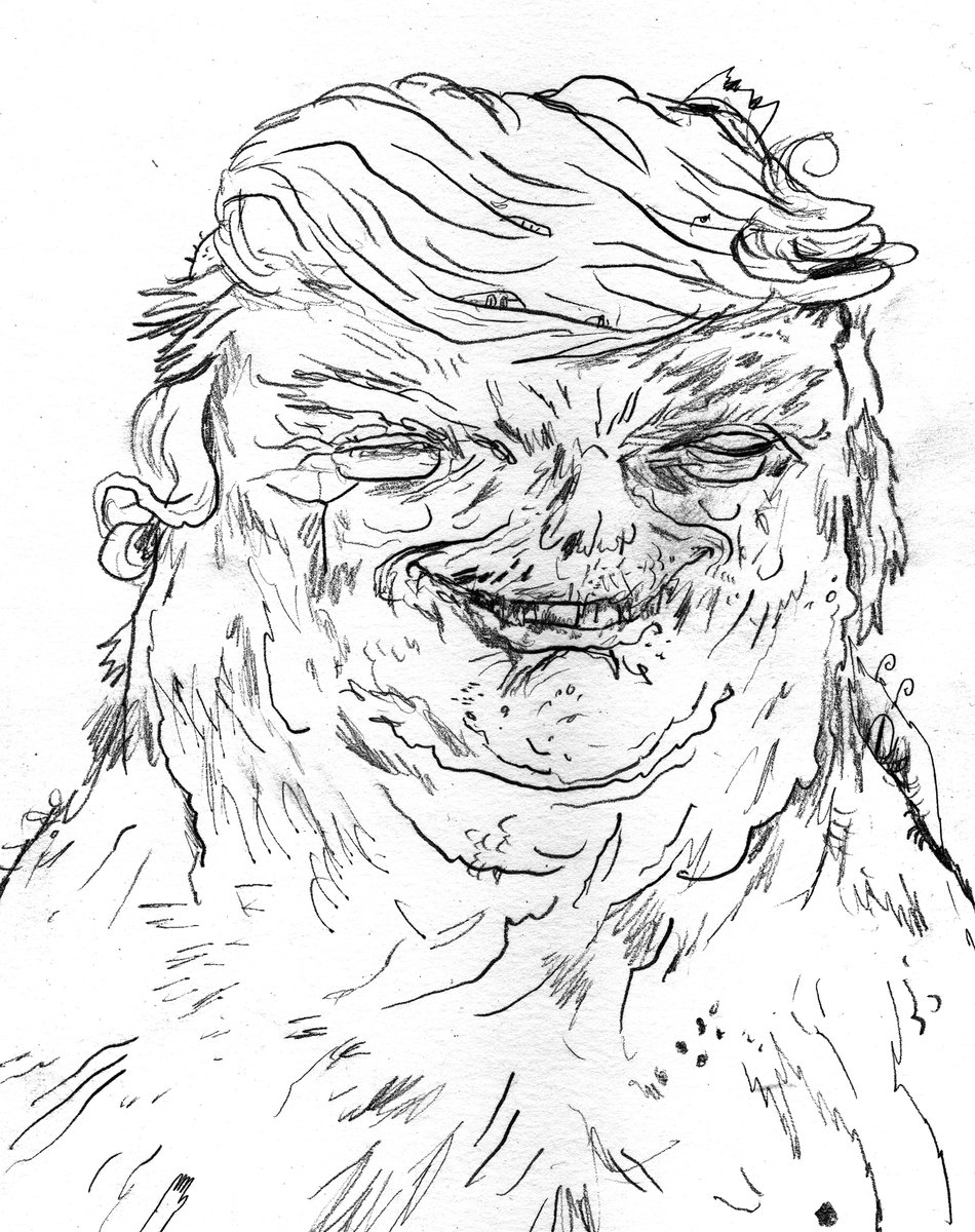 Trump is a narcissist so any attention is good to him, even sustained hatred as this project became. As the months of daily drawing went on I started questioning what I was doing and why. 2/9