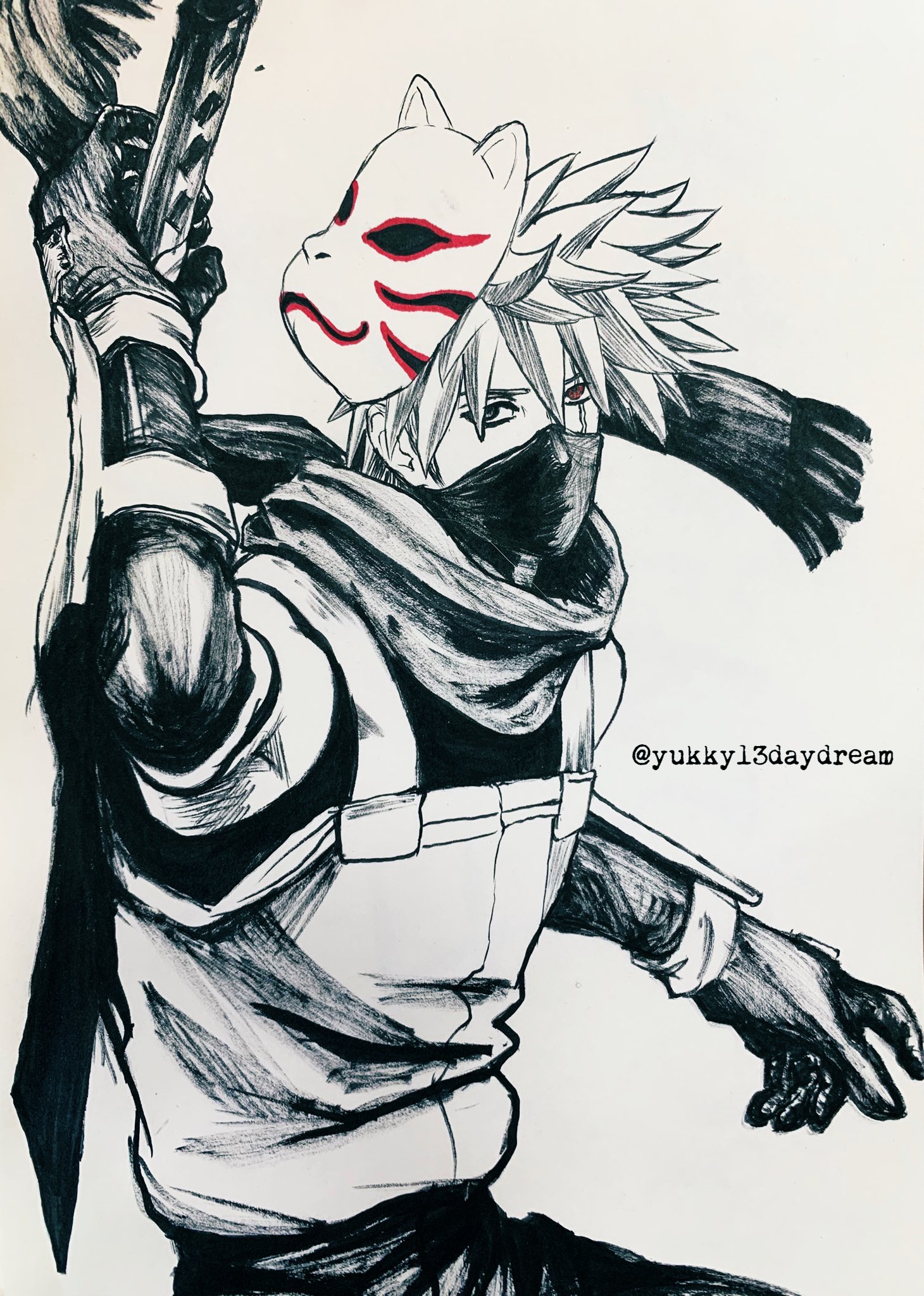 ゆっきー白昼夢 はたけカカシ うちはイタチ 暗部ver 筆ペン一発描き イタチは過去絵です はたけカカシ うちはイタチ Naruto ナルト T Co Zulrxlgqew Twitter