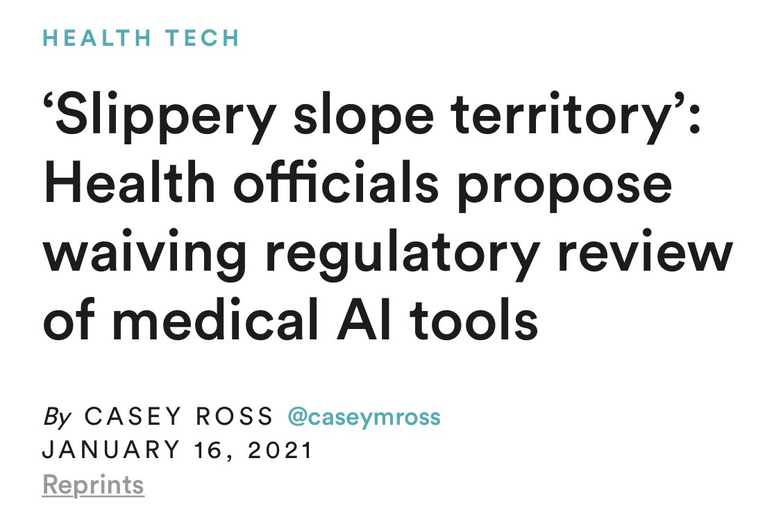 What a rollercoaster week in medical AI.

Jan 12: the <a href="/WhiteHouse/">The White House</a> announces a national AI office.

Jan 12: the <a href="/US_FDA/">U.S. FDA</a> announces a new AI/ML action plan highlighting regulatory changes.

Jan 15: <a href="/HHSGov/">HHS.gov</a> attempts to exempt several classes of medical AI from <a href="/US_FDA/">U.S. FDA</a> review.