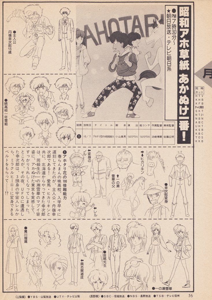 マイアニメ1985年10月号付録「TV RADAR」より 「昭和アホ草紙 あかぬけ