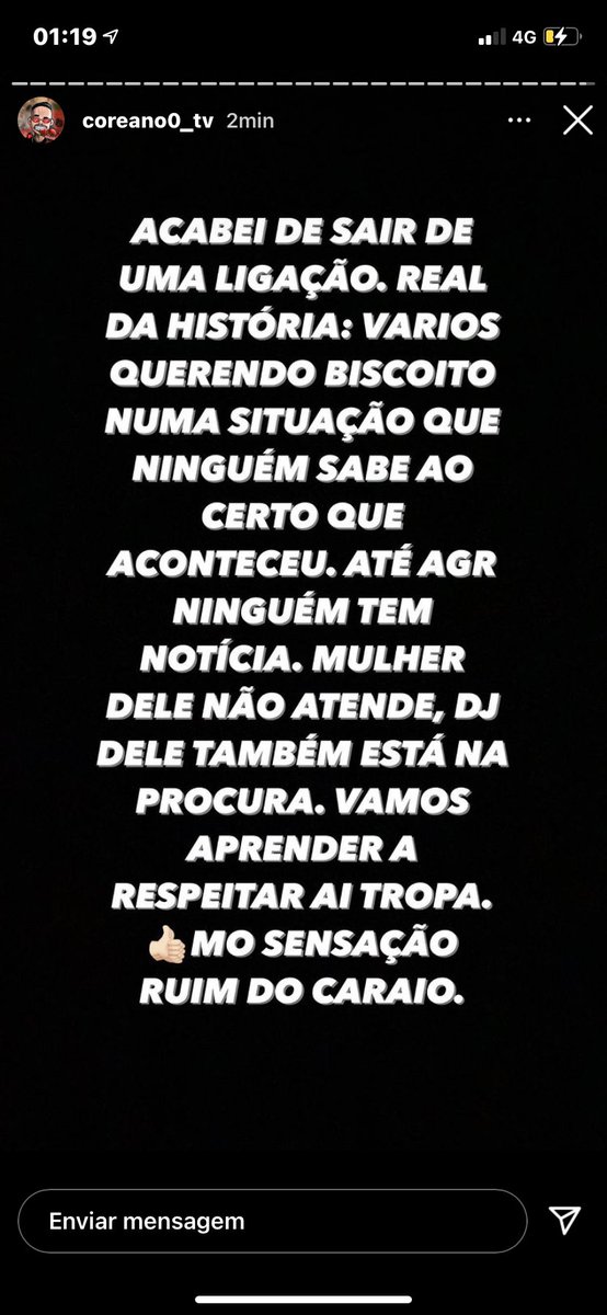 Amigo de Mc Livinho atualiza os stories e conta que não consegue contato com o cantor e nem com a mulher dele. “Ninguém sabe ao certo o que aconteceu. Ninguém tem notícia”