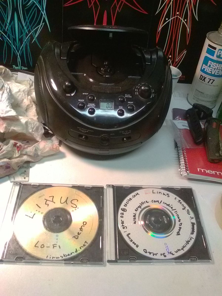 My dad found cd’s from the band I was in during college and has been listening to them while painting @TheMattPoppe @Seth_Dralle