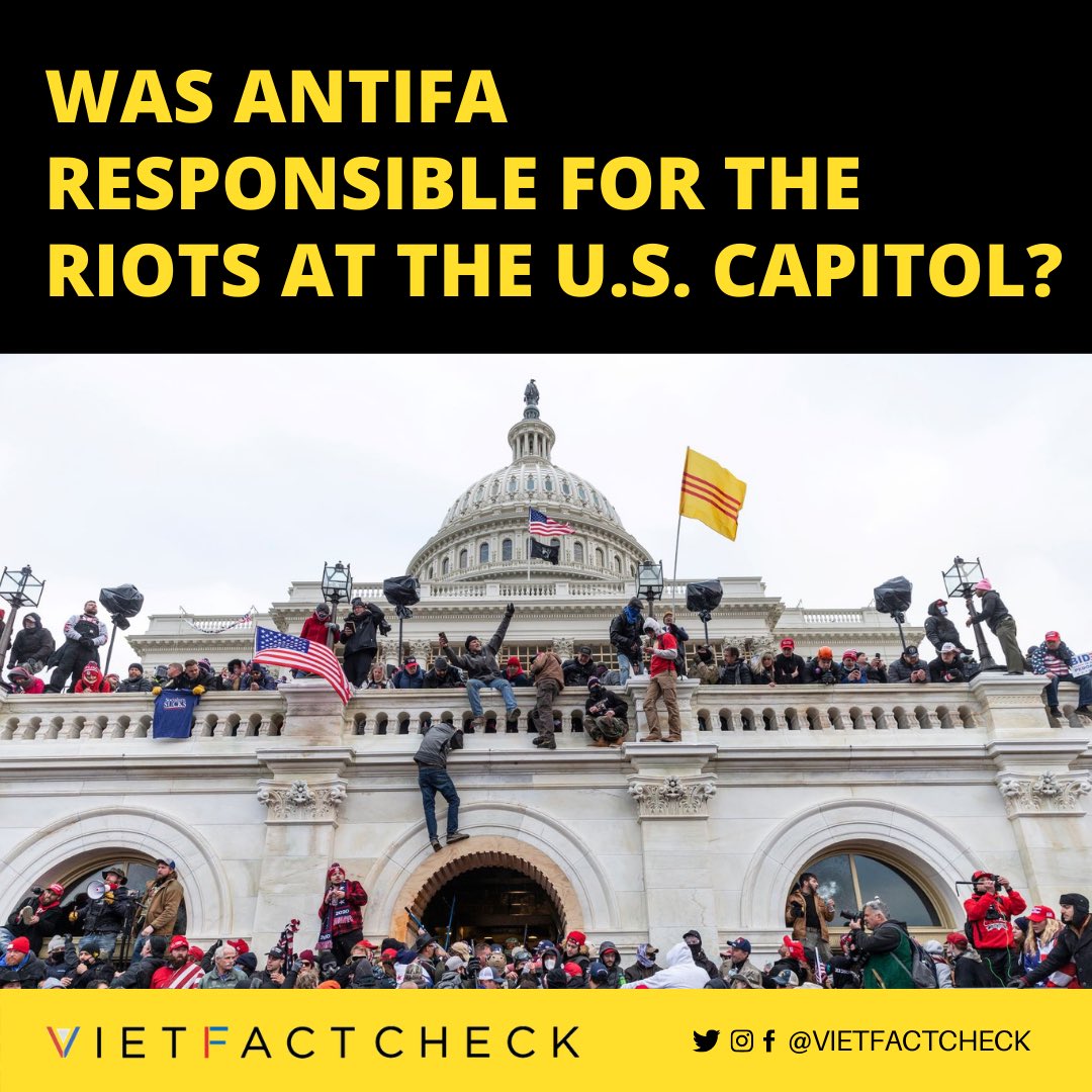 VietFactCheck's tweet photo. Was #Antifa responsible for the riots at the U.S. Capitol? This claim is #FALSE.
#vietfactcheck is a project of @pivotorg to combat misinformation in the Vietnamese American community. https://t.co/sVlqAEUnbq