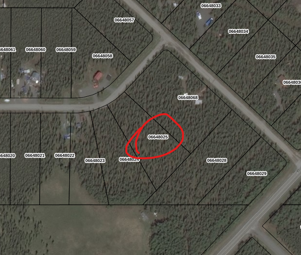 Okay, so we've got power and fiber in the area. Now let's find out who owns this parcel.Hey there's our parcel ID number! We can use this to look up tax info at the county/borough level. Kenai's site is down right now but just imagine all the owner info appearing here.