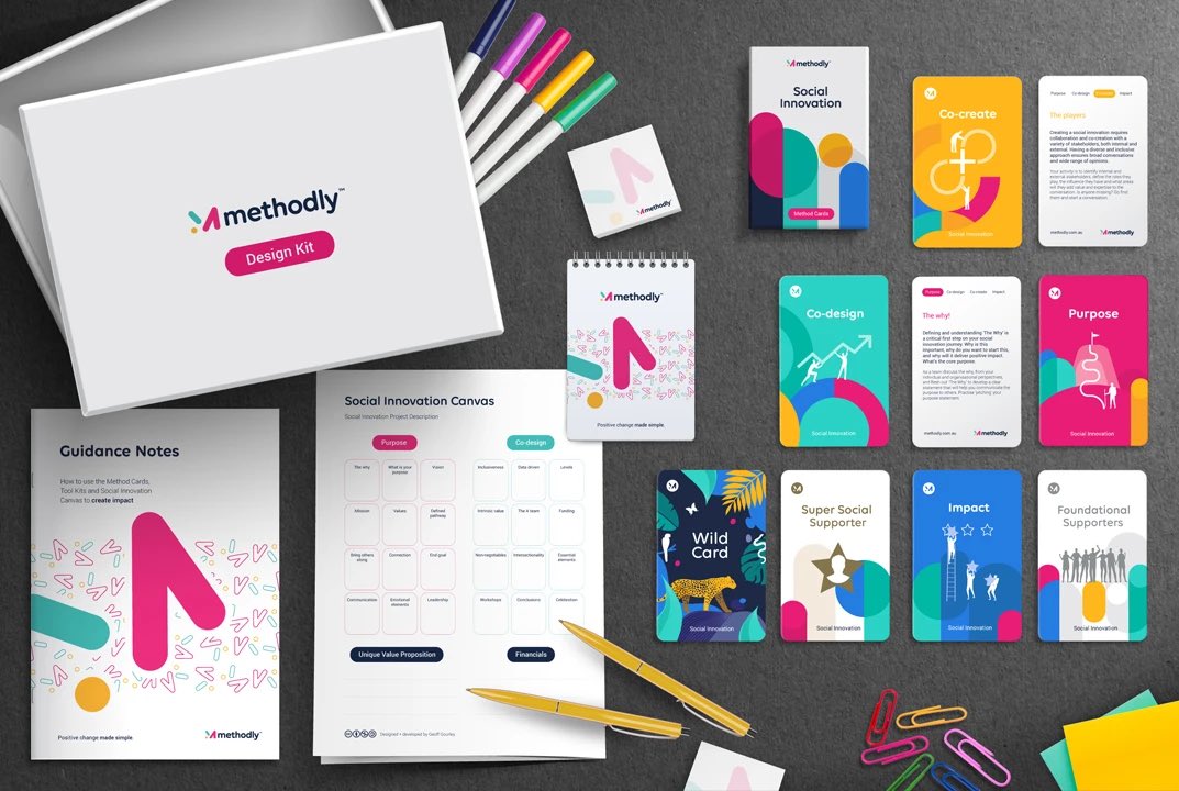 Methodly Social Innovation Design Kit is perfect for teams, workshops and NFP groups to ideate and CoDesign solutions to complex problems. 

This kit comes loaded as a workshop in a box. 

methodly.com.au/products/metho…

#Methodcards #ideation #CSR #designthinking #codesign