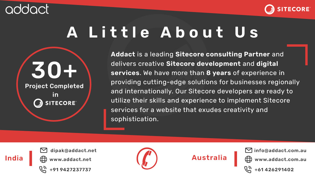 DipakPahelajani's tweet photo. If you are looking for a team of best & the most experienced expertise for Sitecore,
Please contact us today on dipak@addact.net and we will give you a best deal @ best rate.
#Addact #Sitecore #SitecoreExperts #SitecoreMVP https://t.co/RbVxpyO4XU