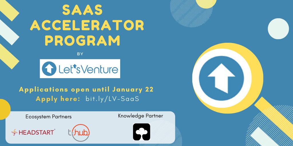 lvxventures's tweet photo. #LVBootcamp | #SaaS startups led the funding chart in 2020. Get a chance to secure funding for your startup during our 6-week SaaS Accelerator program! Apply before Jan. 22, https://t.co/WUtAR1BLB0
@Headstarters @THubHyd @saasboomi
#startups #accelerator #investment https://t.co/xbxtfMB62E