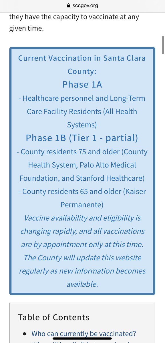 Easy fix, I think! I'm a good daughter, I think. So I google “How to get COVID vaccine Santa Clara County”This takes me to the County website. No big deal! I’ll get her the link in a sec, I think. I confirm she is eligible based on the current tier. 4/