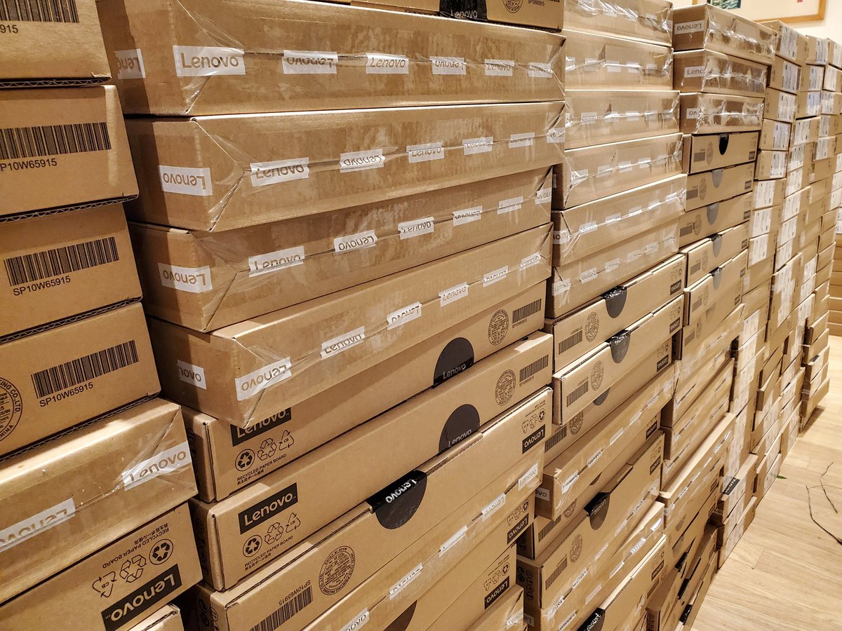 ACSPartnerships's tweet photo. Laptops have arrived. I will be out today delivering to partner  schools. This will take a few days ;) @schoolstogether @ISC_schools @ACSintschools #edtech #partnerships #education https://t.co/29rM1m5DjR