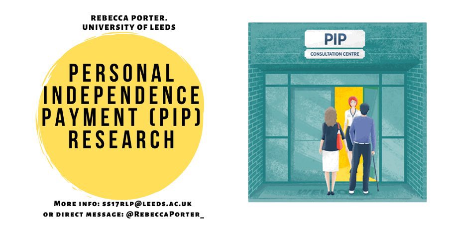 RebeccaPorter_'s tweet image. * CALL FOR PARTICIPANTS *
If you:
. Identify as disabled/ have a long term health condition
. Were assessed in England/Wales 
. Have tried to claim PIP (whether awarded or not) 
I would love to talk to you for my PhD research!
Full info and sign up: bit.ly/35xh09o (1/2)
