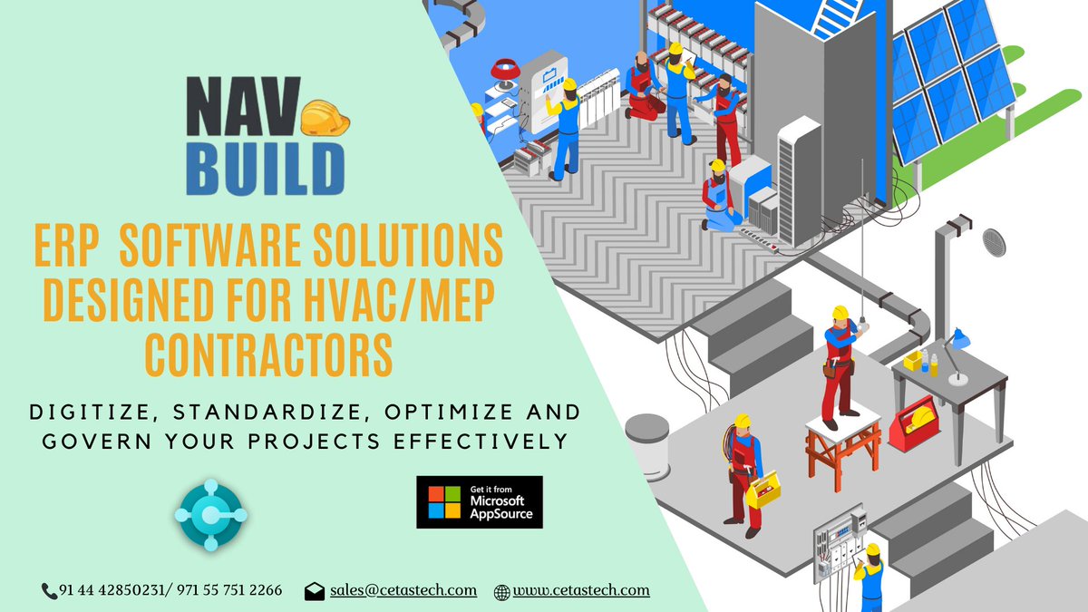cetastech's tweet photo. #NAVBUILD, an easy to use, end-to-end project management solution that’s tailored for the specialized needs of HVAC Contractors, built on Microsoft #Dynamics365BC
contact us to schedule the demo https://t.co/ql5PgF8aGH
#cetastech #navbuild #MSDyn365BC #HVAC #MEP #ERP #CRM https://t.co/GaHGvlSQk2