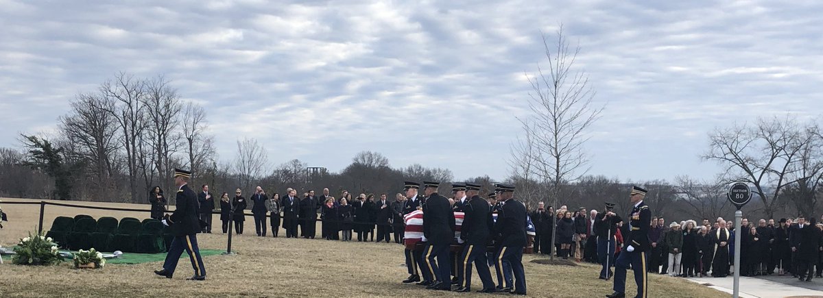 Former Rep. John Dingell, longest-serving member of Congress in US history, died in early February. His wife, Rep. Debbie Dingell allowed the media to cover the burial at Arlington National Cemetery.  https://abcnews.go.com/Politics/rep-john-dingell-longest-serving-member-congress-us/story?id=60926875