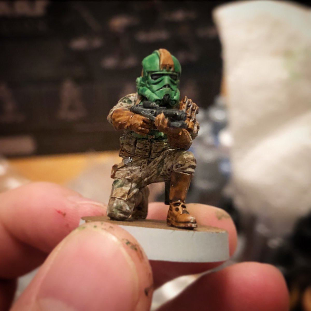 SW_LVG's tweet photo. Decided to go with a military-style paint job for one of my ISF squads. 

#swlegion #starwarslegion #miniatures #painting #paintingminiatures #starwars #military https://t.co/xHLXHqTC3x