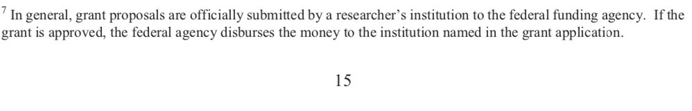 28. Professor Chen submitted a proposal to DOE."...grant proposals are officially submitted by a researcher’s institution to the federal funding agency. If the grant is approved, the federal agency disburses the money to the institution named in the grant application."