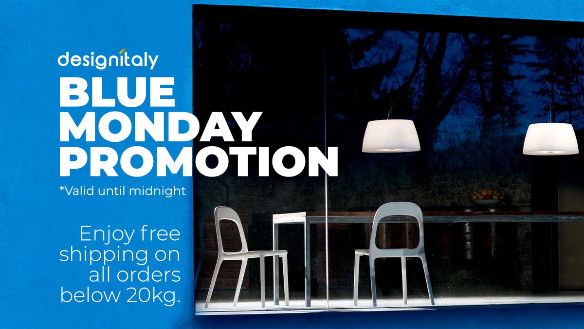 Fight the #BlueMonday & the Monday Blues with us
FREE SHIPPING ON ALL ORDERS UNTIL MIDNIGHT
💙ow.ly/hyCr50D9h2M

#wearedesignitaly #uniquenessmatters #madeinitaly #bluemonday #mondayblues