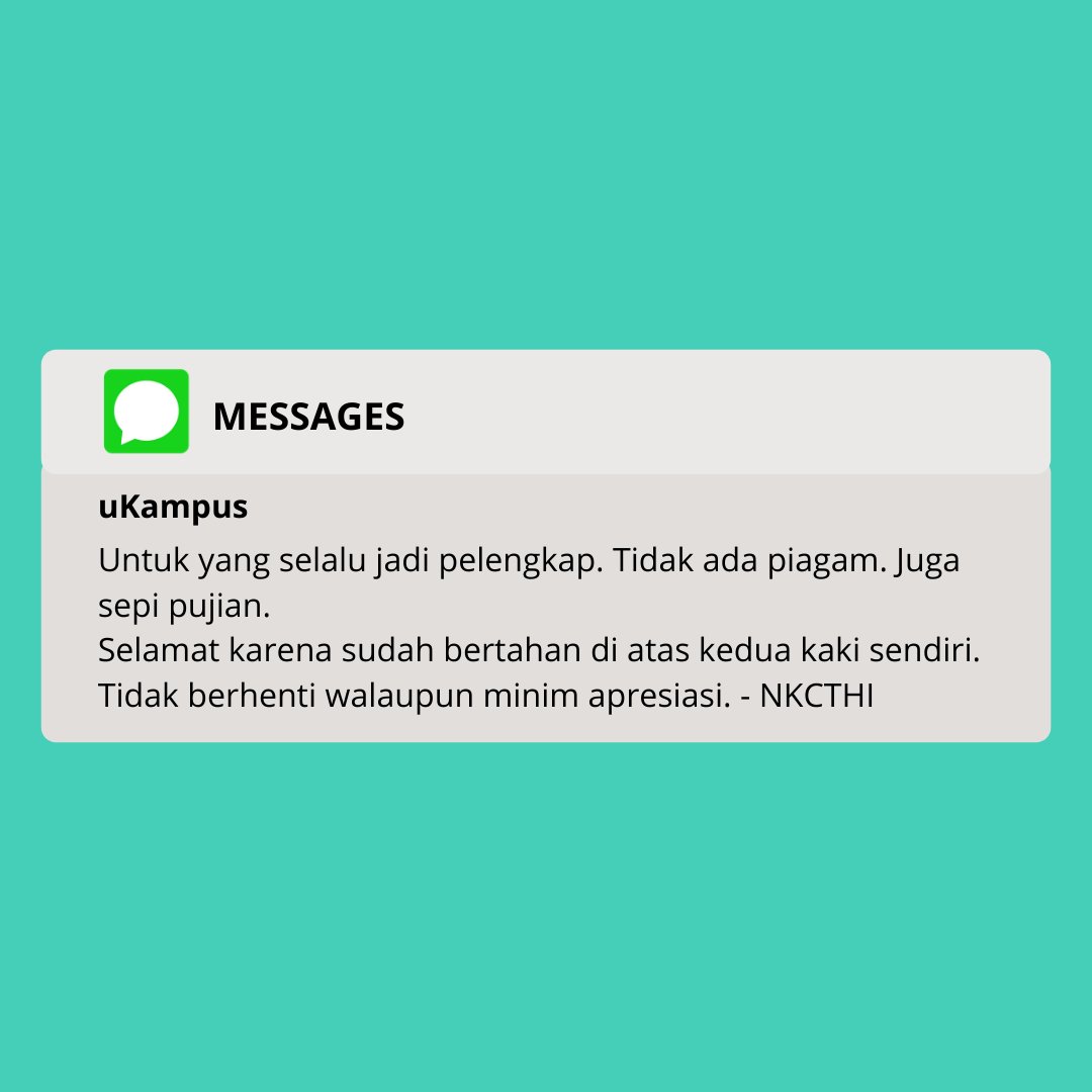ukampus_id's tweet photo. Hari yang baru, tantangan baru, juga kesempatan baru. Jangan lupa ucapkan terima kasih untuk dirimu hari ini, karena kamu sudah berjalan sejauh ini ☀️ #bersamaukampus
.
Quote by @nkcthi_nkcthi https://t.co/CfthXmNVVz